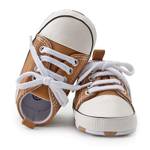 KIDSUN Unisex Baby Boy Girl Canvas Sneaker Soft Sole Infant Lace up Newborn Ankle Toddler First Walkers Crib Shoes