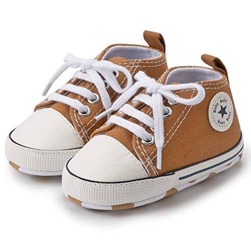 KIDSUN Unisex Baby Boy Girl Canvas Sneaker Soft Sole Infant Lace up Newborn Ankle Toddler First Walkers Crib Shoes
