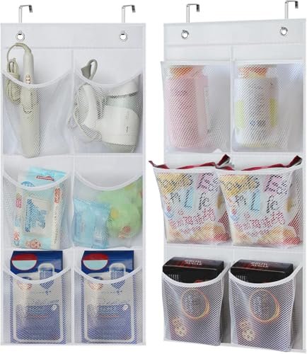 KIMBORA 2 Packs Narrow Over the Door/Wall Shoe Organizer Cruise, Small Hanging Shoe Rack for Closet with Clear Mesh Pocket for Bathroom, RV, Pantry, Camping (White)