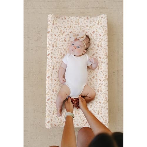 Konssy Minky Changing Pad Cover 2 Pack, Soft Minky Dots Plush Diaper Changing Table Cover Set, Breathable Changing Pad Sheets for Baby Girls Boys (Pink Spring, Blush)