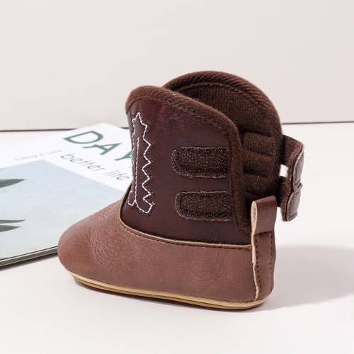 Kuner Baby Cowboy Boots Western Boots Toddler Cowboy Bootie Soft Sole Non-Slip Crib Shoes for Infant Boys Girls0-18 Months