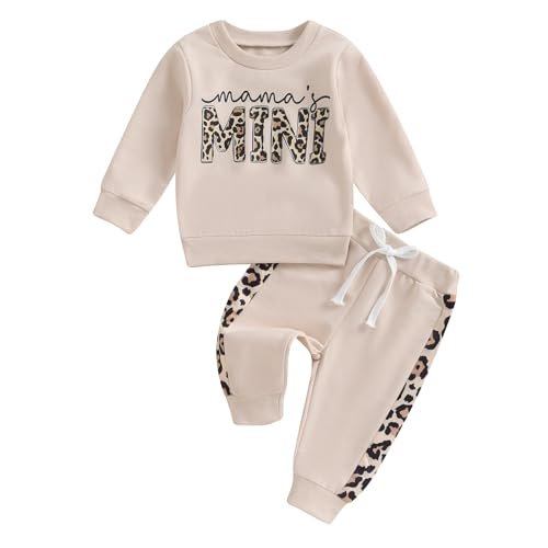 Kupretty Baby Girl Fall Winter Clothes Toddler Outfit Letters Graphic Crewneck Sweatshirts + Joggers Pants Set