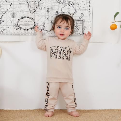 Kupretty Baby Girl Fall Winter Clothes Toddler Outfit Letters Graphic Crewneck Sweatshirts + Joggers Pants Set