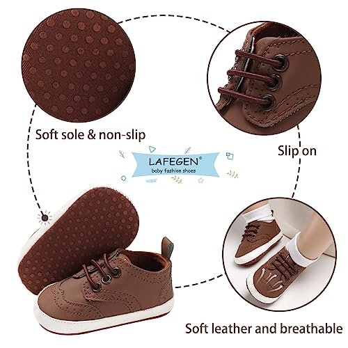 LAFEGEN Baby Boys Girls Classic PU Leather Loafers Soft Sole Oxford Dress Shoes First Walking Flat Moccasins Casual Sneaker