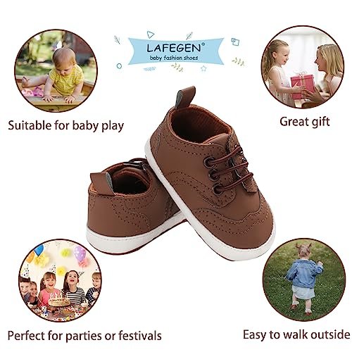 LAFEGEN Baby Boys Girls Classic PU Leather Loafers Soft Sole Oxford Dress Shoes First Walking Flat Moccasins Casual Sneaker