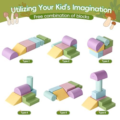 Large Baby Climbing Blocks – 6 Pcs Climbing Toys for Toddlers - Ultra High Density Soft Foam Play Gym Equipment Easy Wash for Indoor Nursery, Classic (Pink, 6-Piece)