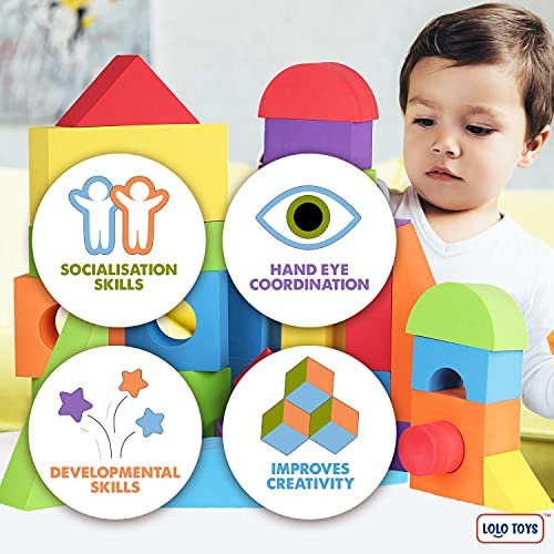Large Building Foam Blocks for Toddlers – Giant Jumbo Big Building Blocks (30 Pieces)
