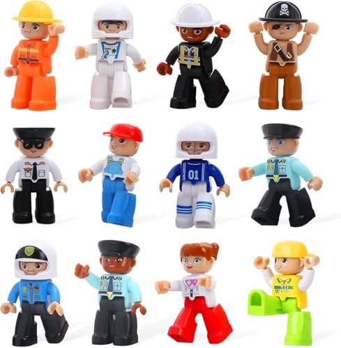 Large Magnetic Figures, 3 Inches Community Figures Set, 12 Pieces Magnetic Play People Magnet Building Toys for Kids Ages 3 4 5 6 7 8+, STEM Learning Toys Magnet Tiles Expansion Accessories Pack