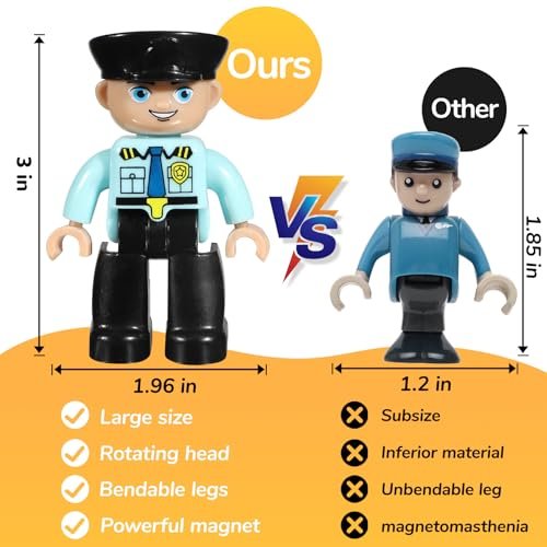 Large Magnetic Figures, 3 Inches Community Figures Set, 12 Pieces Magnetic Play People Magnet Building Toys for Kids Ages 3 4 5 6 7 8+, STEM Learning Toys Magnet Tiles Expansion Accessories Pack