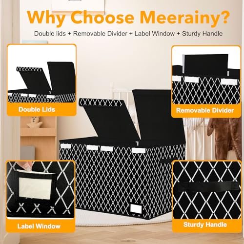 Large Toy Storage Box with Lid,Sturdy Toys Storage Chest Bin Organizer for Kids,Boys,Girls,Stuffed Animal Storage for Living Room Area 25"x13" x16"