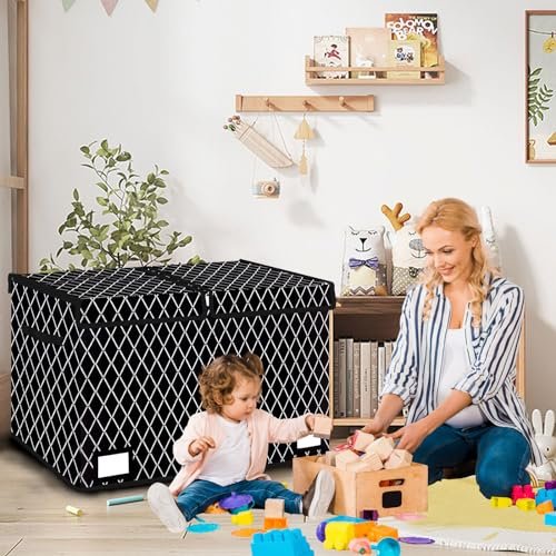 Large Toy Storage Box with Lid,Sturdy Toys Storage Chest Bin Organizer for Kids,Boys,Girls,Stuffed Animal Storage for Living Room Area 25"x13" x16"