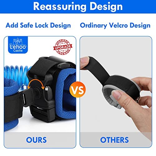 Lehoo Castle Baby Leashes for Toddlers, Toddler Leash for Boys, 4-in-1 Toddler Safety Harness Leash + Anti Lost Wrist Link, Kid Leashes for Walking(Shark Blue)