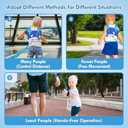Lehoo Castle Toddler Leash for Walking, Baby Leashes for Toddlers 3-in-1, Kid Harness with Leash, Child Safety Leash Anti Lost Wrist Link (Whale)