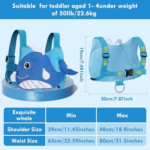 Lehoo Castle Toddler Leash for Walking, Baby Leashes for Toddlers 3-in-1, Kid Harness with Leash, Child Safety Leash Anti Lost Wrist Link (Whale)
