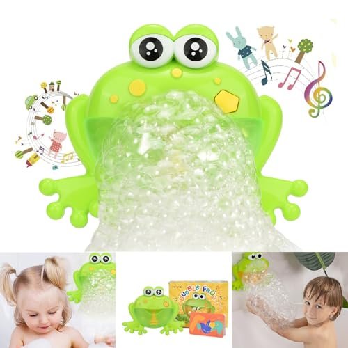 Light Up Baby Bath Bubble Toys,Tub Big Frog Automatic Bubble Maker Blower with 24 Music Baby Fun Shower Toys, for Boys, Girls