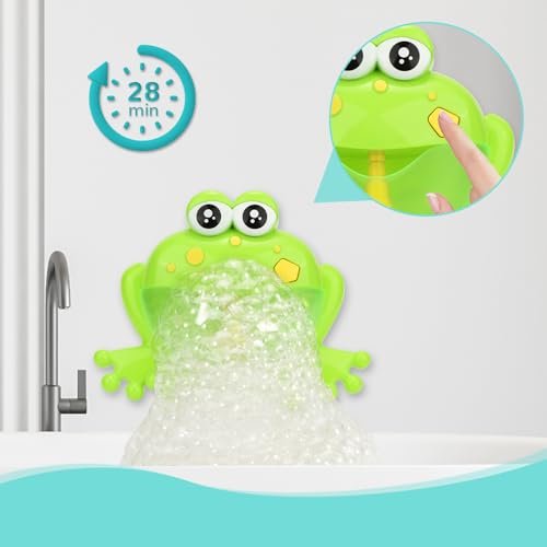 Light Up Baby Bath Bubble Toys,Tub Big Frog Automatic Bubble Maker Blower with 24 Music Baby Fun Shower Toys, for Boys, Girls