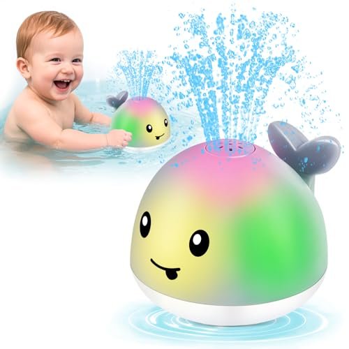 Light Up Whale Bath Toys Sprinkler for Babies 6-12 12-18 Months, Kids Ages 1-3 2-4, Baby Infant Toddler Pool Water Fountain Bathtub Toys for 1 Year Old Boys Girls, Birthday Gifts