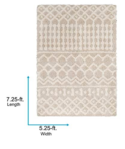 Livabliss Hapsburg Moroccan Shag Area Rug, 5'3" x 7'3", Beige