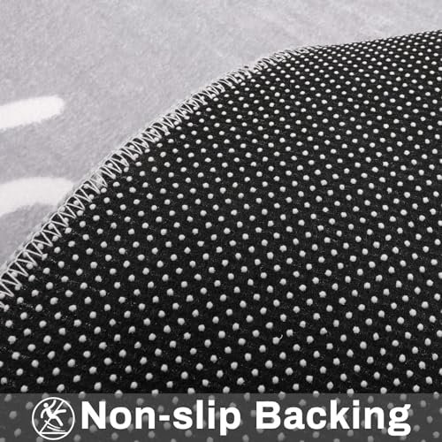LIVEBOX Grey ABC Kids Rug for Playroom, Small Round Rug for Baby Nursery, Non-Slip Washable Rug for Kids Room, Soft Circle Carpet Learning Crawling Mat for Classroom Dorm(40",Grey)