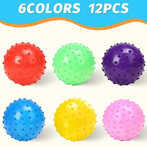LOVEINUSA Bounce Ball, 12 Pack Sensory Massage Balls with Air Pump, for Stress Relief, Adult Sensory Toys & Kids Party Favors