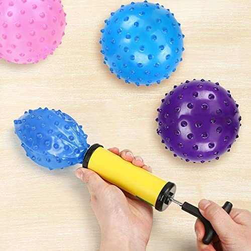 LOVEINUSA Bounce Ball, 12 Pack Sensory Massage Balls with Air Pump, for Stress Relief, Adult Sensory Toys & Kids Party Favors