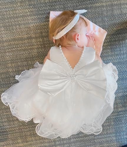 LZH Baby Girls Dress Ruffle Lace Backless Bowknot with Headwear Pageant Party Flower Wedding Dresses