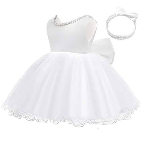 LZH Baby Girls Dress Ruffle Lace Backless Bowknot with Headwear Pageant Party Flower Wedding Dresses