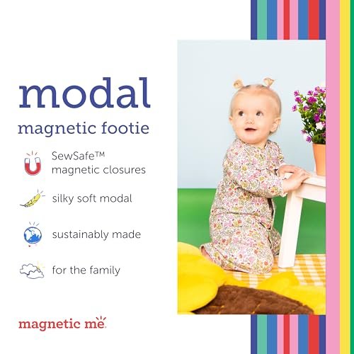 Magnetic Me Footie Pajamas Soft Modal Baby Sleepwear with Quick Magnetic Fastener | Boys and Girls Sleeper Preemie-24 Months