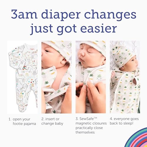 Magnetic Me Footie Pajamas Soft Modal Baby Sleepwear with Quick Magnetic Fastener | Boys and Girls Sleeper Preemie-24 Months