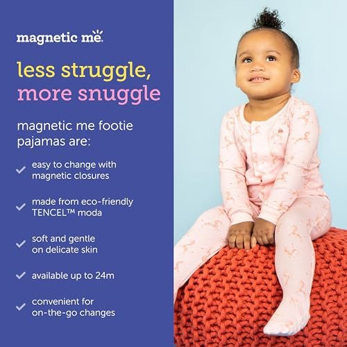 Magnetic Me Footie Pajamas Soft Modal Baby Sleepwear with Quick Magnetic Fastener | Boys and Girls Sleeper Preemie-24 Months