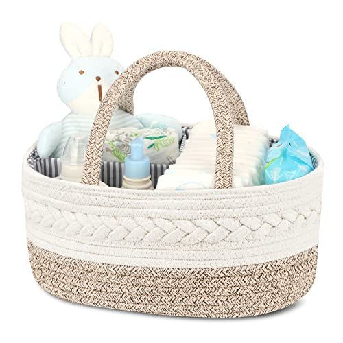 Maliton Diaper Caddy Organizer for Baby, Cotton Rope Baby Gift Basket, Portable Diaper Organizer for changing table, Diaper Nursery Storage Organizer, Baby Shower Gifts for Newborn,baby essentials