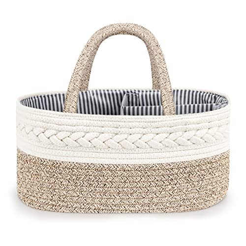 Maliton Diaper Caddy Organizer for Baby, Cotton Rope Baby Gift Basket, Portable Diaper Organizer for changing table, Diaper Nursery Storage Organizer, Baby Shower Gifts for Newborn,baby essentials
