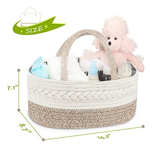 Maliton Diaper Caddy Organizer for Baby, Cotton Rope Baby Gift Basket, Portable Diaper Organizer for changing table, Diaper Nursery Storage Organizer, Baby Shower Gifts for Newborn,baby essentials