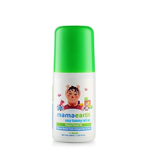 Mamaearth Easy Baby Tummy Roll On for Digestion & Colic Relief with Hing & Fennel | Natural Gas Relief Belly Rub for Delicate Skin of Babies | 40ml/1.35 Fl Oz