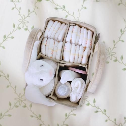 Mapes Diaper Caddy Organizer – Portable Baby Storage Basket for Diapers, Wipes & Essentials – Soft Felt Nursery Organizer with Removable Divider – Ideal for Changing Table & Car Travel