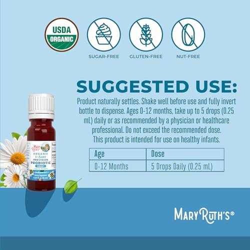 MaryRuth Organics Baby Probiotic Drops | Liquid Precision Probiotics for Digestive Health | Colic Calm | Occasional Colic Baby Relief | USDA Organic | Vegan | Baby Essentials| 30 Servings