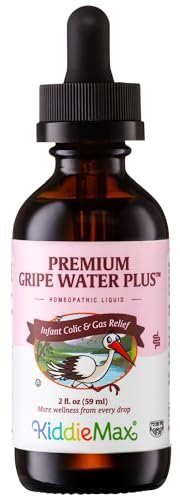 Maxi Health Homeopathic Gripe Water for Babies – Fast Acting Colic Calm Baby Gas Drops for Newborns – Natural Chamomile, Ginger, Peppermint & Fennel Baby Water for Hiccups Kosher (2 fl oz) Kosher
