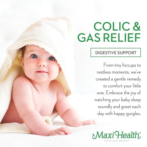 Maxi Health Homeopathic Gripe Water for Babies – Fast Acting Colic Calm Baby Gas Drops for Newborns – Natural Chamomile, Ginger, Peppermint & Fennel Baby Water for Hiccups Kosher (2 fl oz) Kosher