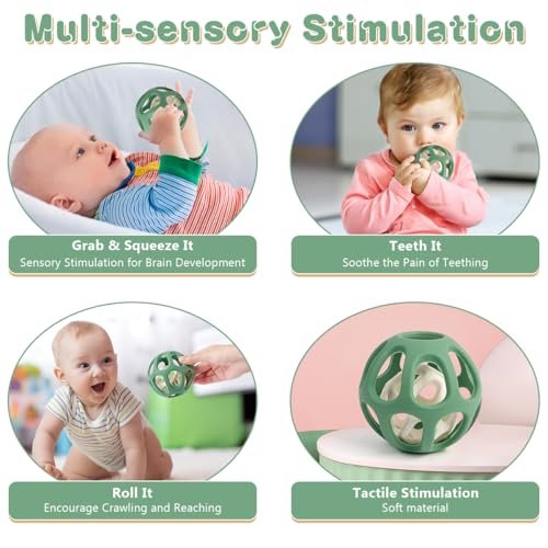 MCGMITT Sensory Balls for Baby, Easy Grasp Food Grade Stretchy Silicone Baby Teether Ball for 0-6 6-12 Months, BPA-Free Montessori Chew Toy, Newborn Infant Learning Developmental Toys Gift