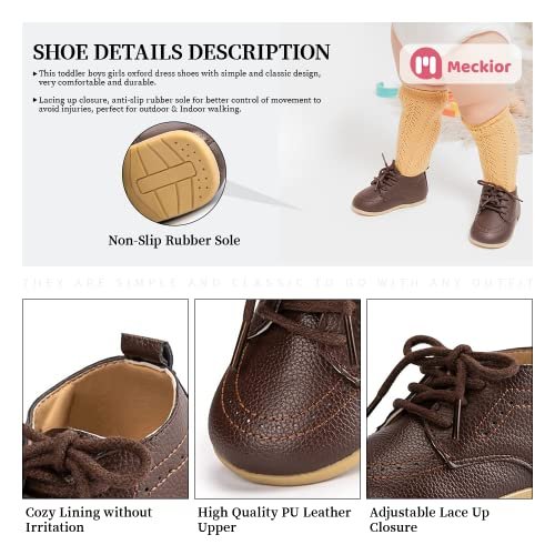 Meckior Infant Baby Boys Girls Classic PU Leather Wedding Loafers Brogue Toddler Oxford Dress Shoes First Steps Walking Flat Lazy Crib Shoe