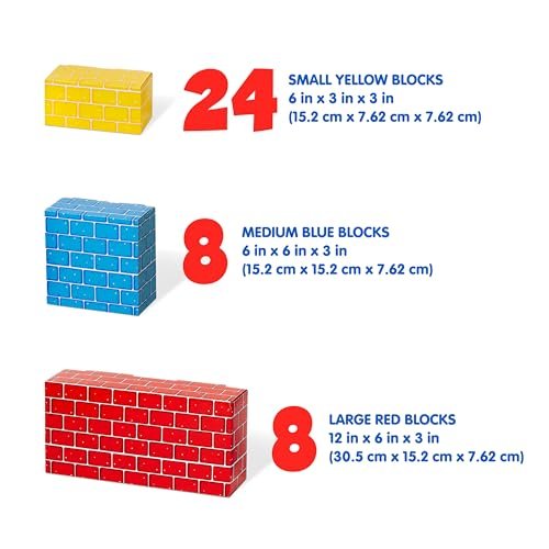 Melissa & Doug Jumbo Extra-Thick Cardboard Building Blocks - 40 Blocks in 3 Sizes Jumbo Extra-Thick Cardboard Pretend Brick For Building