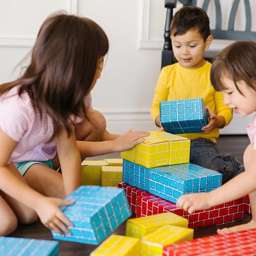 Melissa & Doug Jumbo Extra-Thick Cardboard Building Blocks - 40 Blocks in 3 Sizes Jumbo Extra-Thick Cardboard Pretend Brick For Building