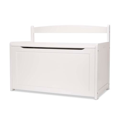 Melissa & Doug Wooden Toy Chest - White Furniture for Playroom - Kids Toy Box, Wooden Storage Organizer, Children's Furniture