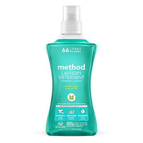 Method Liquid Laundry Detergent; Beach Sage Scent, Plant-Based Stain Remover; ; 66 Loads per 53.5 oz Bottle; (Pack of 1)