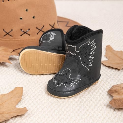 Miamooi Infant Baby Boys Girls Booties Newborn Cozy Fleece Warm Winter Boots Toddler Non-Slip Lace Up First Walking Shoes