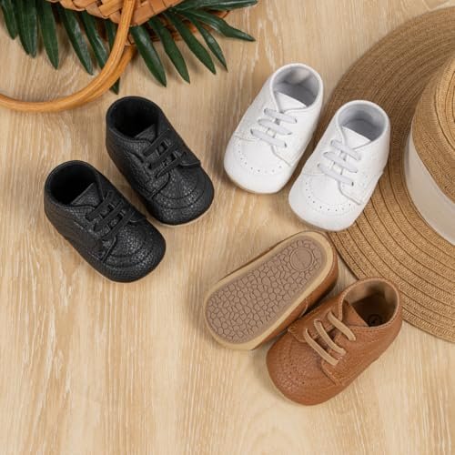 Miamooi Infant Baby Boys Girls Loafers Classic PU Leather Wedding Dress Shoes Toddler Brogue Formal Flat Lazy Crib Oxford First Walking Christening Shoe