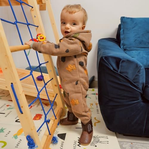 MK MATT KEELY Leather Western Boots Cowboy Bootie Soft Sole Non-Slip Crib Shoes for Baby Infant Toddler Girls Boys Newborn