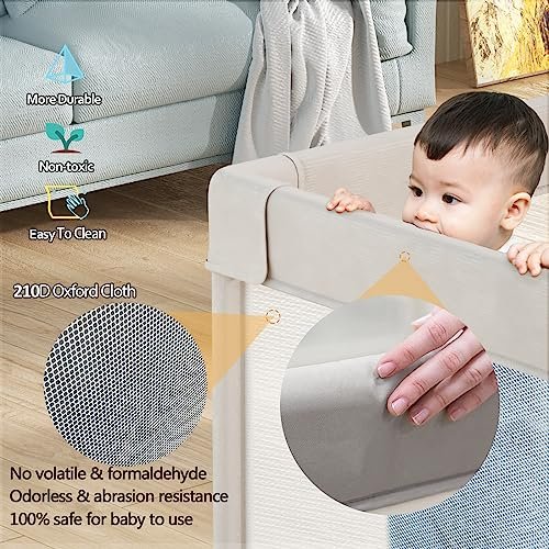 Mloong Baby Playpen with Mat, 59x59 Inches Extra Large Playpen for Babies and Toddlers, Indoor & Outdoor Activity Center, Safety Baby Fence