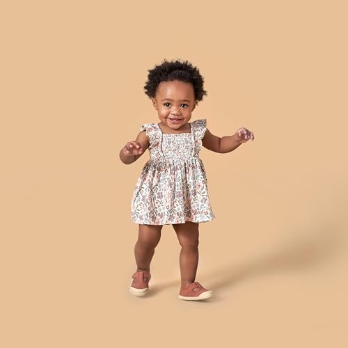 Modern Moments by Gerber Baby Girls' 2-Piece Ruffle Sleeve Dress W/Smocking & Diaper Cover Set