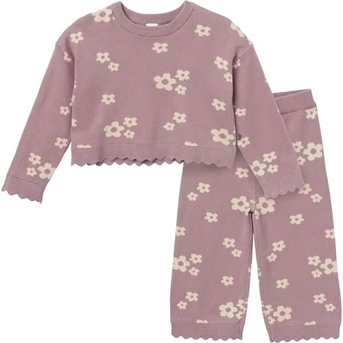 Modern Moments by Gerber Girls' Baby and Toddler Jacquard 2-piece Sweater Set